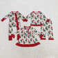 Kids Girls Long Sleeves Green Face Flower Christmas Sibling Pajamas Footie Romper Dress Set RTS