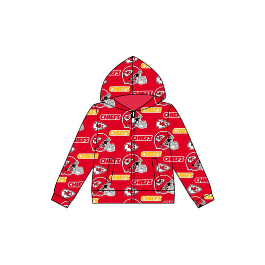 Baby Boy Long Sleeves Team Red Hooded Zipper Pocket Coat Shirt Tops Moq 5