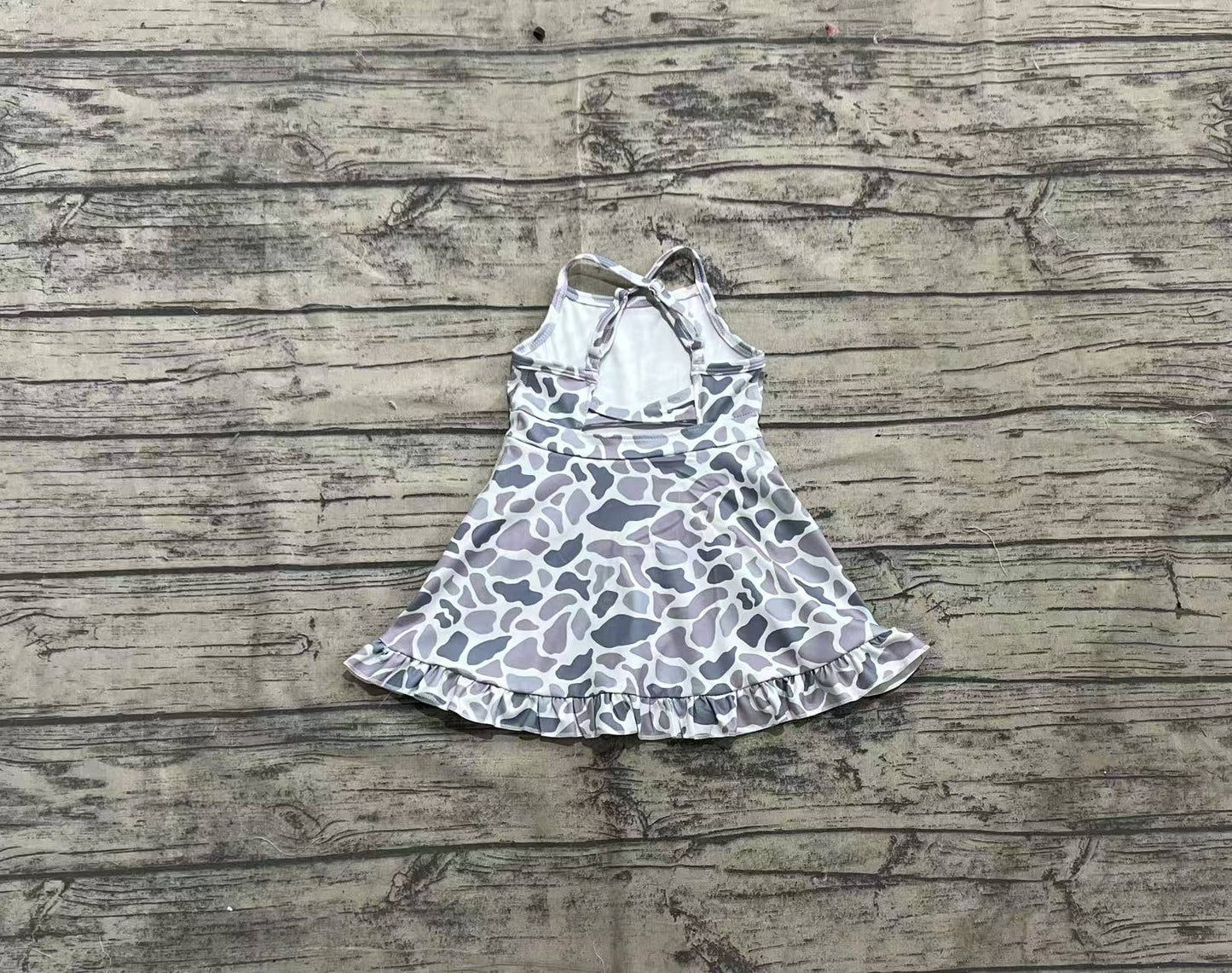 Baby Girl Straps Camo Yoga Active Wear Knee Length Grey Dress RTS