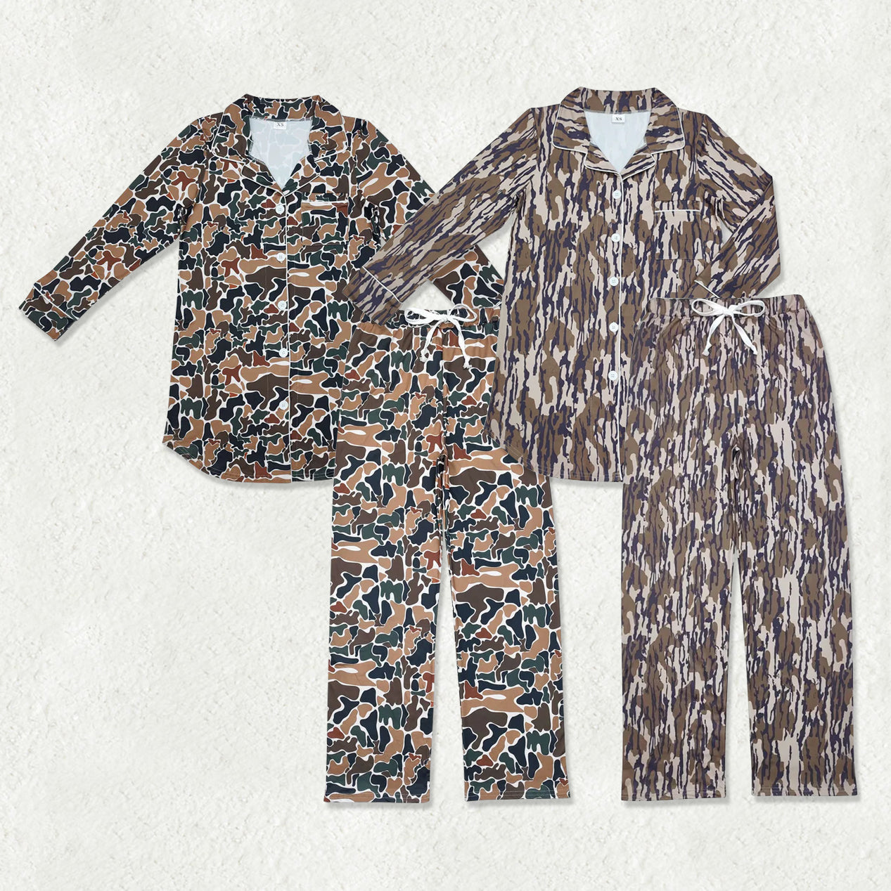 Sibling Adult Women Long Sleeves Camo Buttons Shirts Pants Pajamas Clothes Sets RTS