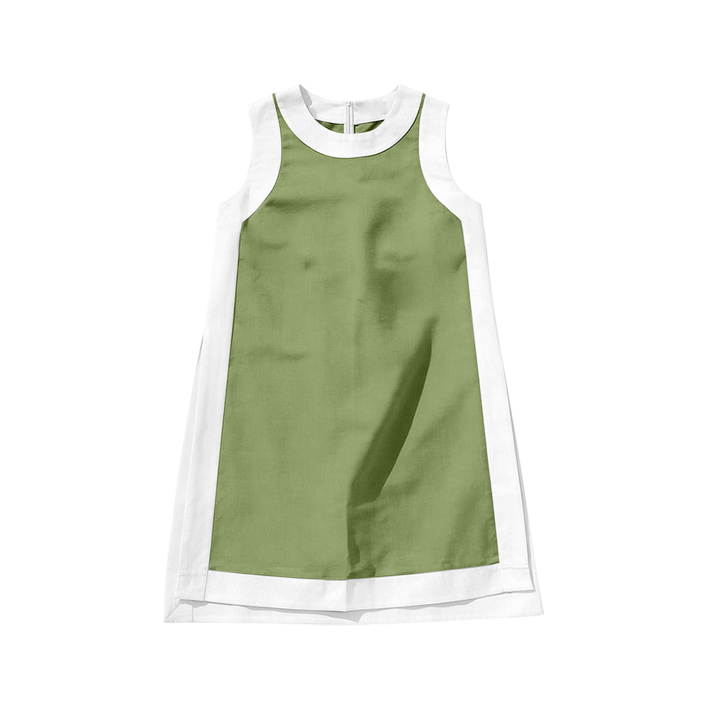 ( Moq 5 ) Preorder Baby Girls Kids Sleeveless Green Yoga Active Knee Length Dress