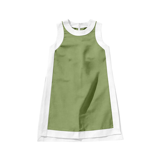 ( Moq 5 ) Preorder Baby Girls Kids Sleeveless Green Yoga Active Knee Length Dress