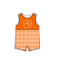 ( Moq 5 ) Baby Boys Kids Sleeveless Orange Plaid Team Summer Romper