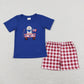 SR0749 Baby Boy Short Sleeves July 4th Embroidery Dog Cotton One Piece Romper