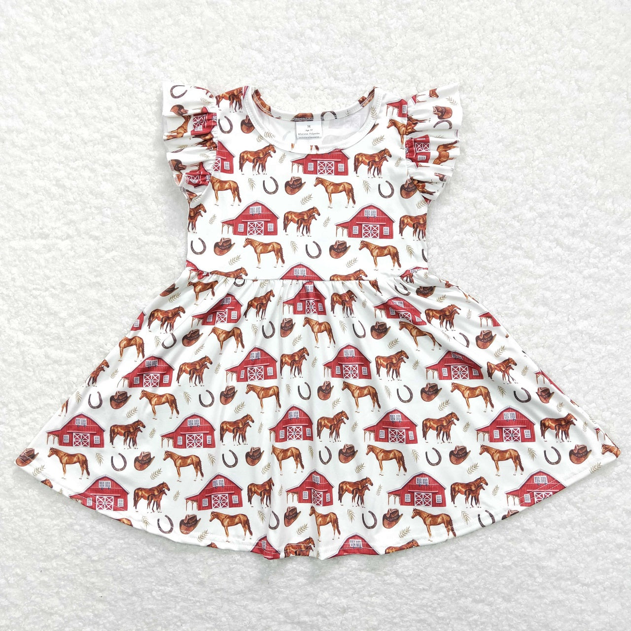 GSD0518 Baby Girl Short Sleeves Western Horse Dress