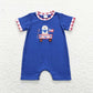 SR0749 Baby Boy Short Sleeves July 4th Embroidery Dog Cotton One Piece Romper