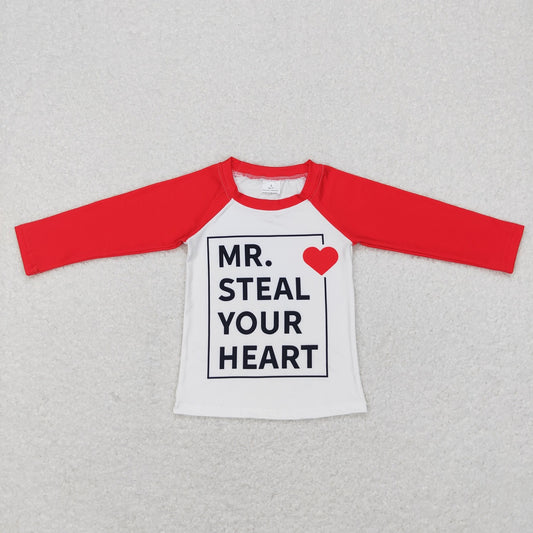 BT0441 Baby Kids Red Long Sleeves Valentines Shirt