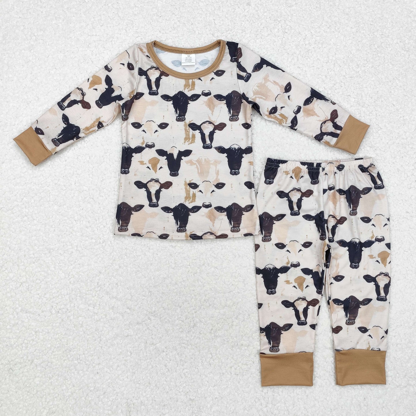 Baby Boy Long Sleeves Western Cow Shirt Pants Pajamas Bamboo Set