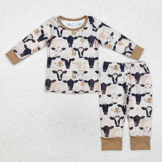 Baby Boy Long Sleeves Western Cow Shirt Pants Pajamas Bamboo Set