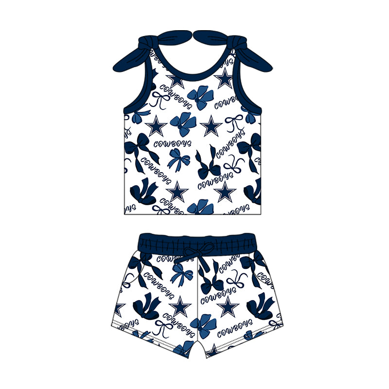 ( Moq 5 each style ) Baby Girl Toddler Stars Team Bows Sibling Romper Dress Set 7.12