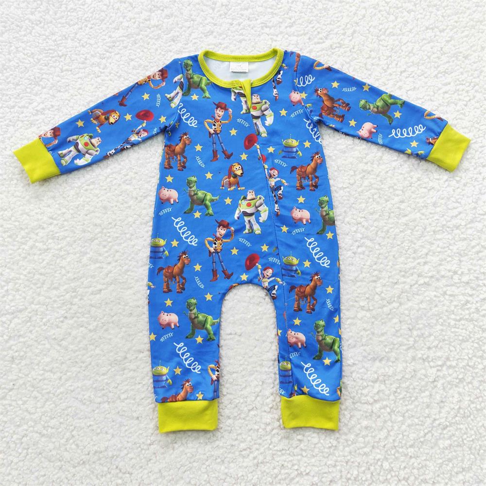 LR0484 Baby Boy Long Sleeves Blue One Piece Romper