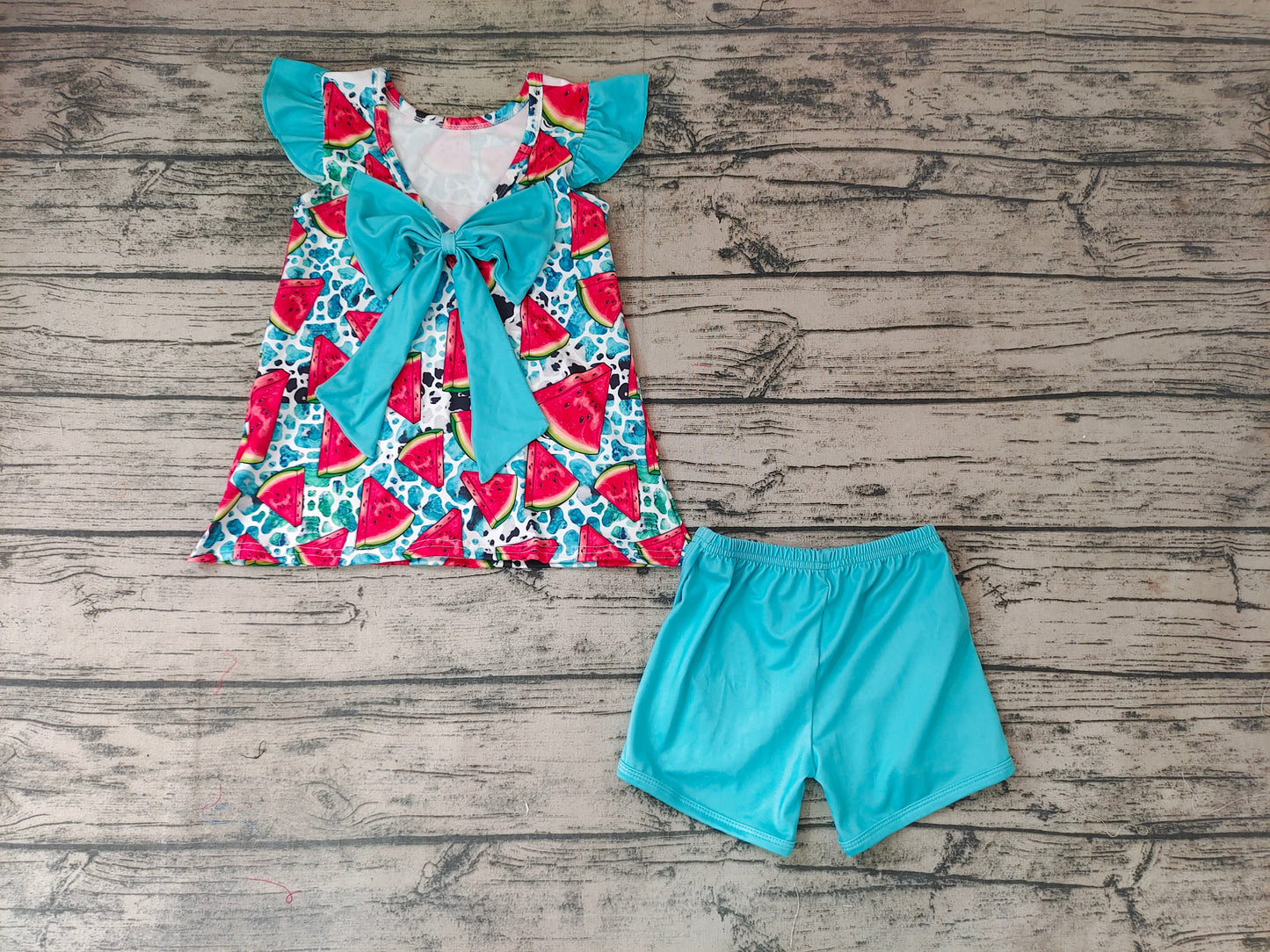 Promotion Baby Girl Short Sleeves Watermelon Shorts Summer Outfit