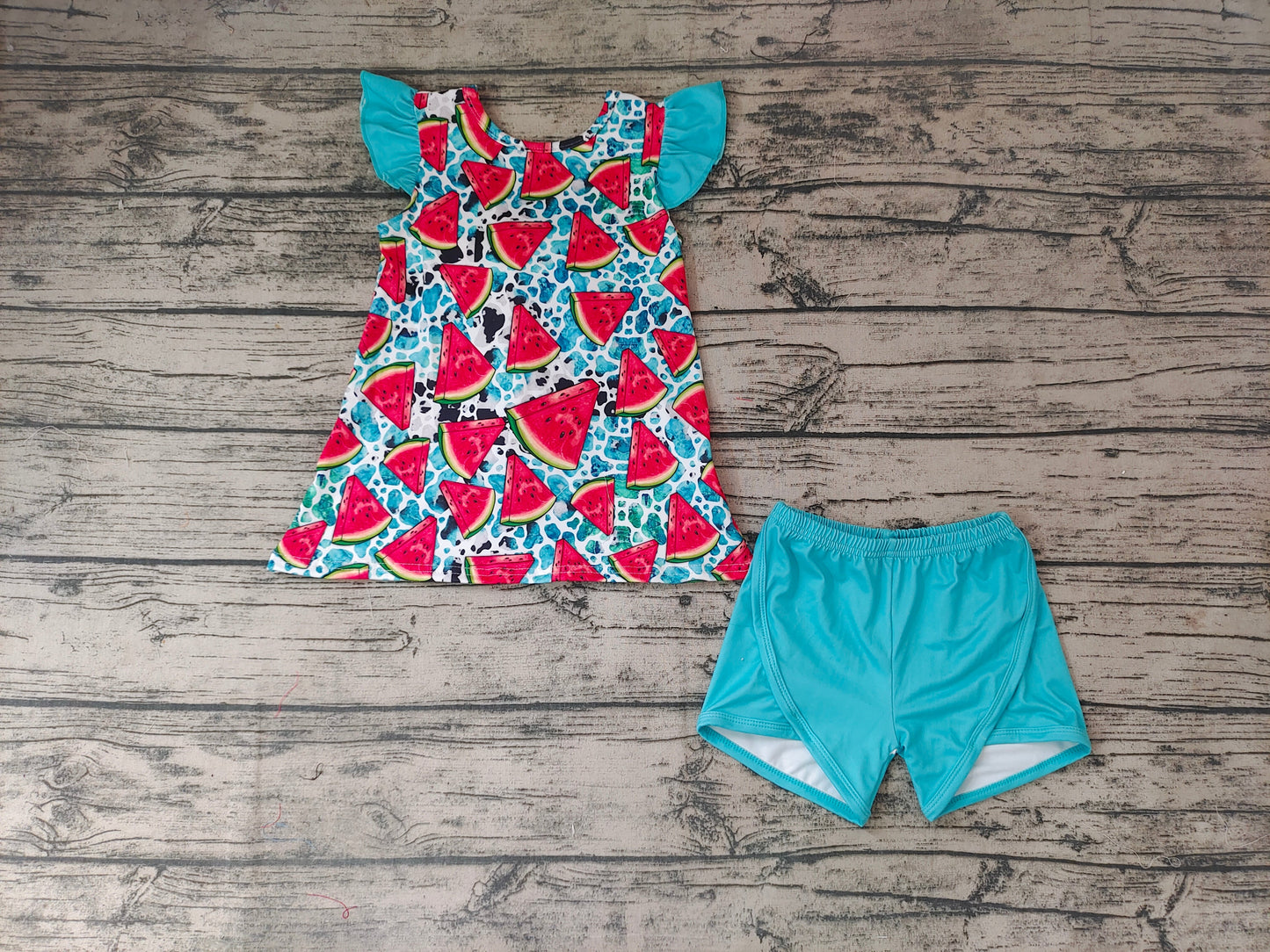 Promotion Baby Girl Short Sleeves Watermelon Shorts Summer Outfit