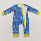 LR0484 Baby Boy Long Sleeves Blue One Piece Romper