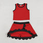 Sibling Baby Girls Kids Sleeveless Shirts Scallop Skirts Shorts Yoga Active Sets Clothes RTS