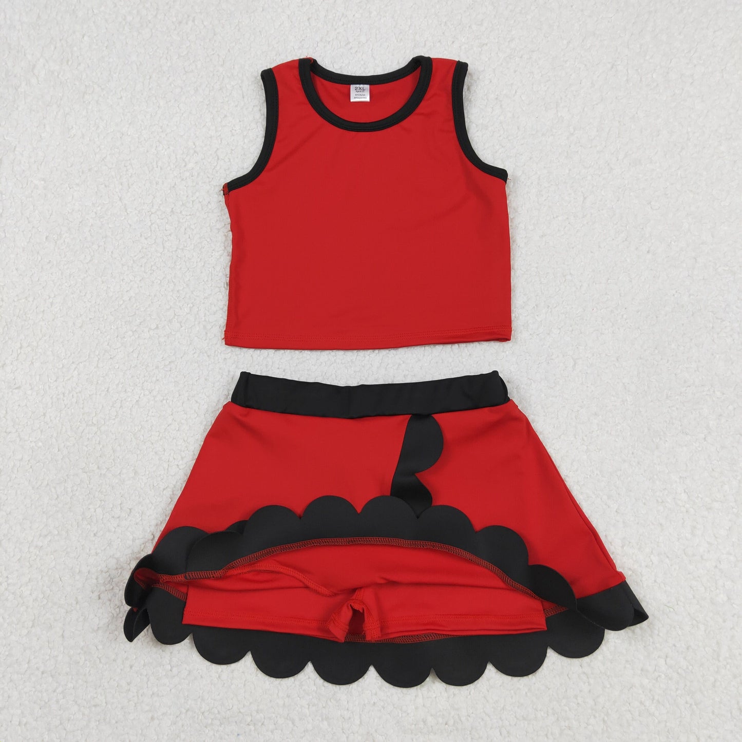 Sibling Baby Girls Kids Sleeveless Shirts Scallop Skirts Shorts Yoga Active Sets Clothes RTS