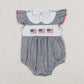 Baby Boy Sleeveless Embroidery Flags Plaid Romper