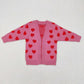 GT0372 Baby Girl Kids Valentines Hearts Pink Sweater Long Coat