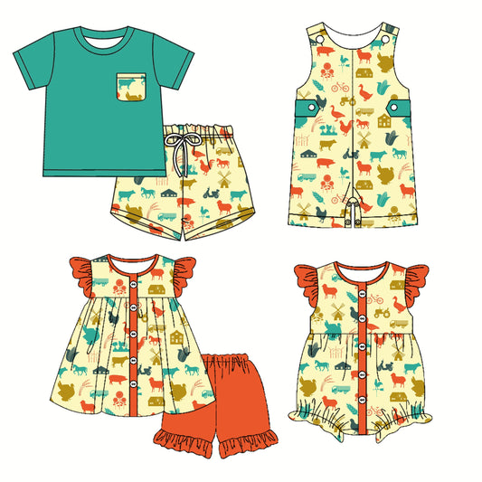 Baby Boy Girl Farm Animals Sibling Romper Set ( Moq 5 Each Style ) 3.1