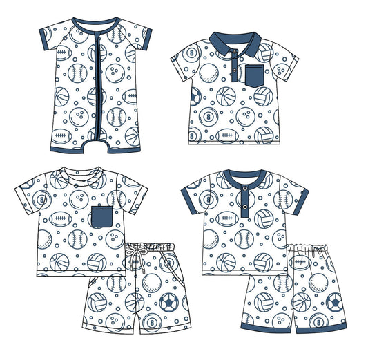 Baby Boy Short Sleeves Ball Game Sibling Romper Shirt Set ( Moq 5 Each Style ) 2.20