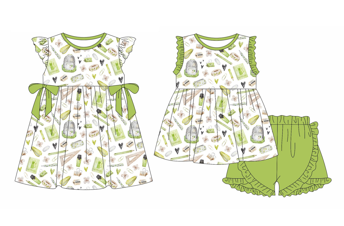 Baby Girl Back To School Green Sibling Dress Set ( Moq 5 Each Style ) 1.6