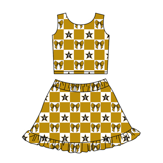 ( Moq 5 Each Style ) Baby Girls Kids Toddler Stars Bows Plaid Tops Shorts Ruffle Skirt Team Set