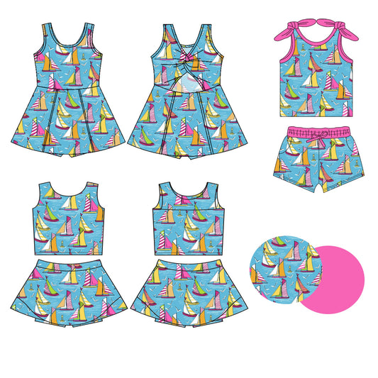 Baby Girl Sleeveless Boats Summer Sibling Dress Set ( Moq 5 Each Style ) 3.10