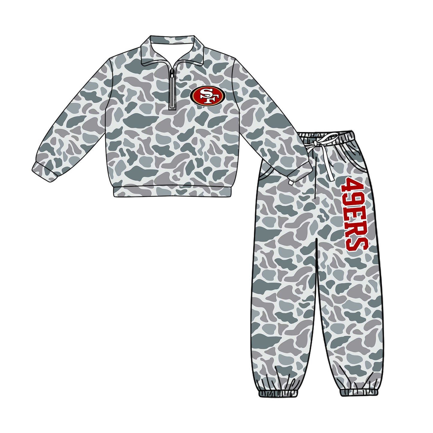 ( Moq 5 ) Baby Boys Toddler Long Sleeves Zipper Pullover Jogger Pants Team Clothes Camo Set