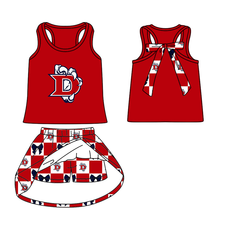 ( Moq 5 Each Style ) Baby Boys Girls Toddler Bows Team Sibling Shorts Dress Shirt Set Red Clothes