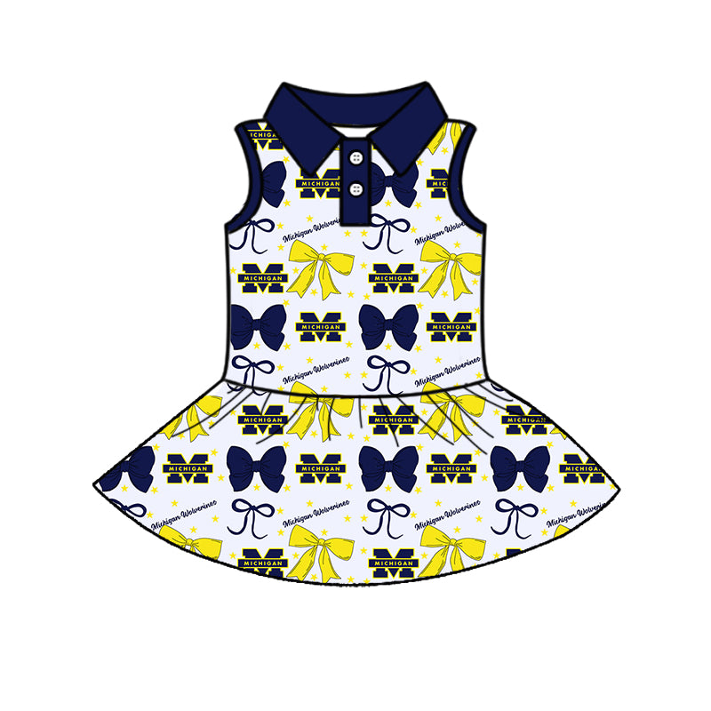 ( Moq 5 each style ) Baby Girl Toddler M Team Bows Sibling Dress Set