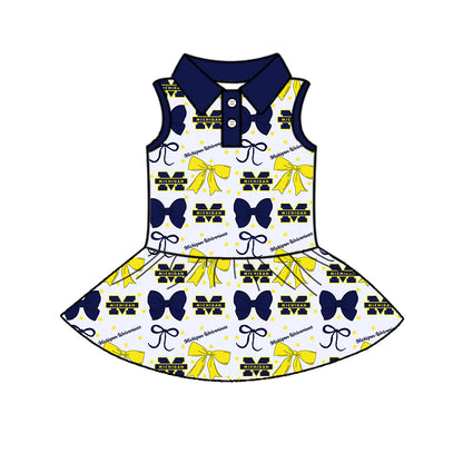 ( Moq 5 each style ) Baby Girl Toddler M Team Bows Sibling Dress Set