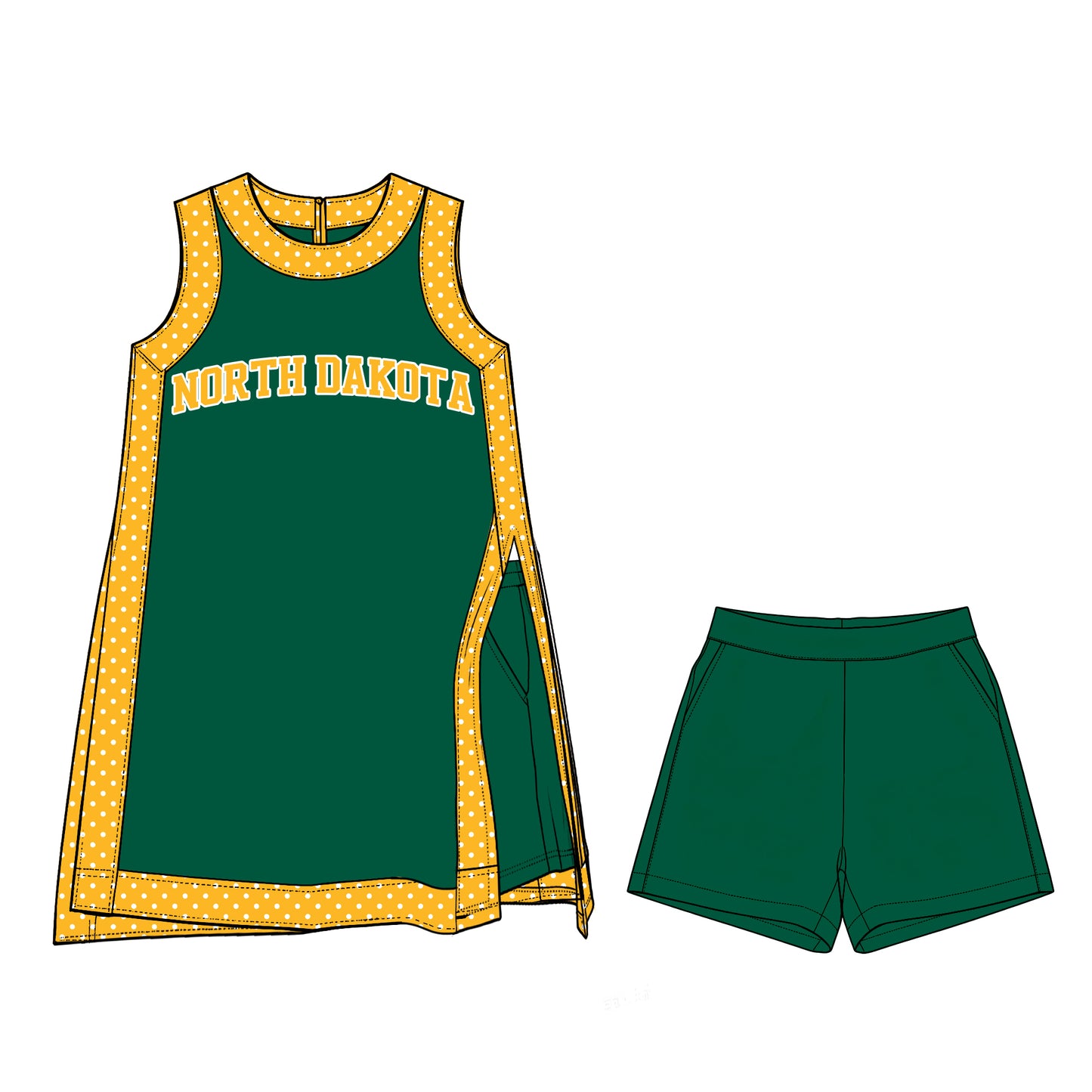 ( Moq 5 ) Baby Girls Kids Sleeveless Team Tops Shorts Team Set Clothes