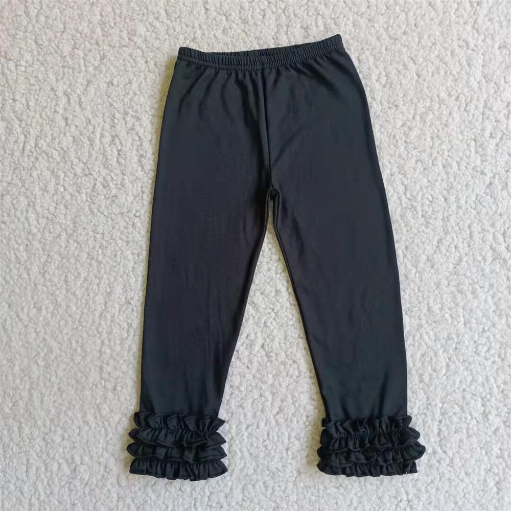 E3-26 Baby Girl Ruffle Cotton Black Pants