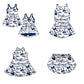 ( Moq 5 Each Style ) Baby Girls Toddler Blue Bows Team Sibling Shorts Dresses Set Summer Clothes