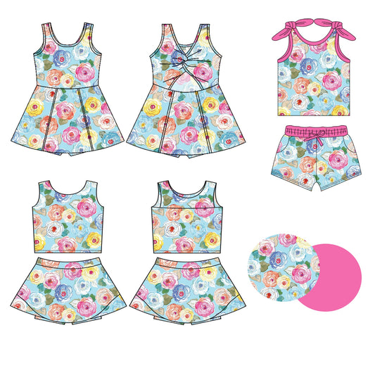 ( Moq 5 Each Style ) Baby Girl Sleeveless Flower Sibling Skorts Dress Set 3.26