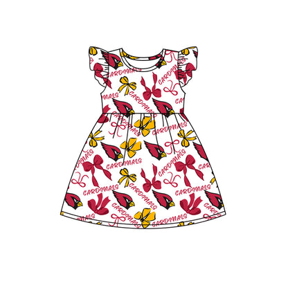 ( Moq 5 each style ) Baby Girl Toddler Team Birds Bows Sibling Green Dress Set 7.9