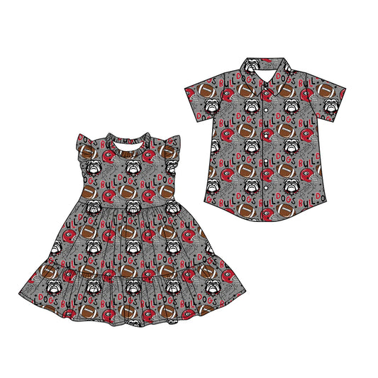( Moq 5 Each Style ) Baby Boys Girls Short Sleeves Dogs Football Team Dress Set