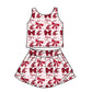 ( Moq 5 each style ) Baby Girl Toddler  Team Red Bows Sibling Dress Set 6.25