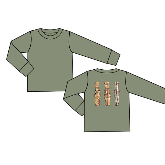 Baby Boy Kids Green Long Sleeves Hunting Tools Shirt Tops