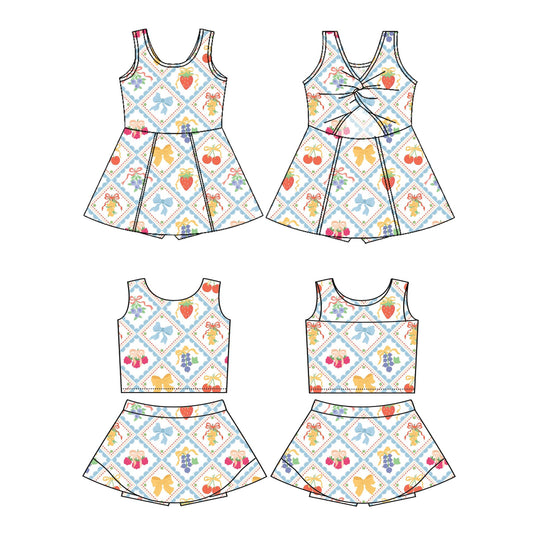 Baby Girl Sleeveless Fruits Bows Sibling Dress Set ( Moq 5 Each Style ) 3.15