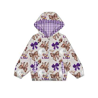 ( Moq 5 each style ) Girls Kids Football Bows Tigers Hoodie Shirt Dress Set