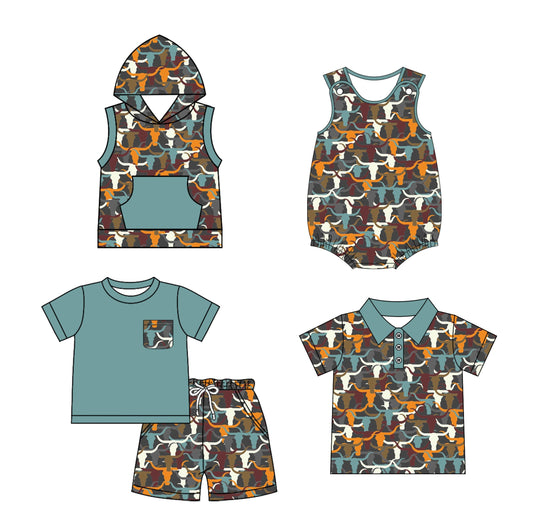 Baby Boy Western Cow Sibling Romper Shirt Set ( Moq 5 Each Style ) 1.21
