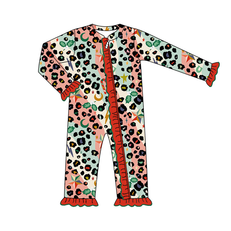 Baby Girl Infant Colorful Leopard Zipper Romper