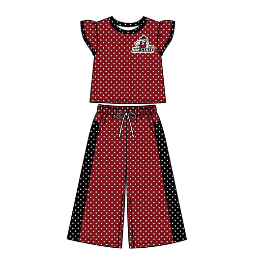 ( Moq 5 ) Baby Girls Kids Short Sleeves Shirt Pants Team Set Clothes