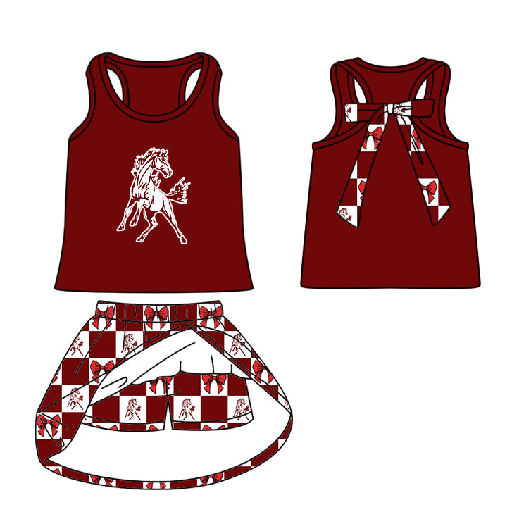 ( Moq 5 Each Style ) Baby Boys Girls Toddler Horse Bows Team Sibling Shorts Dress Sets Clothing