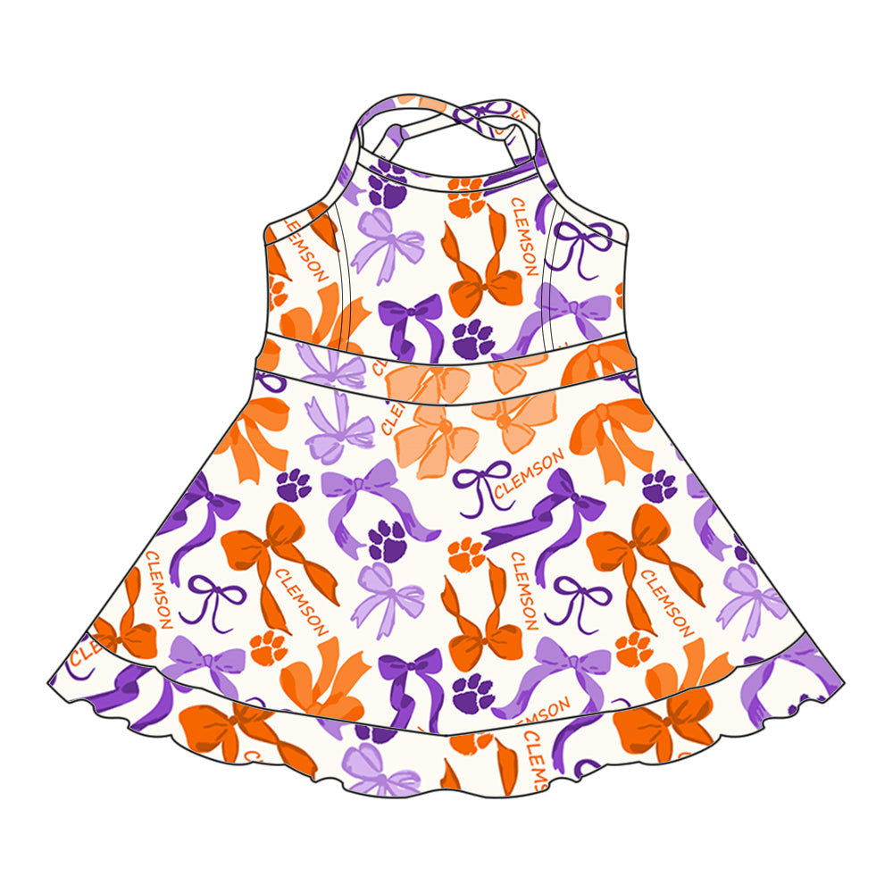 ( Moq 5 each style ) Baby Girl Team Tiger Bows Sibling Dress Set 5.15
