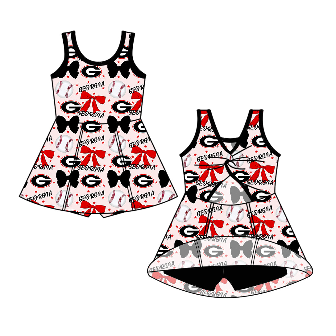 ( Moq 5 each style ) Baby Girl Toddler G Team Bows Baseball Sibling Dress Set