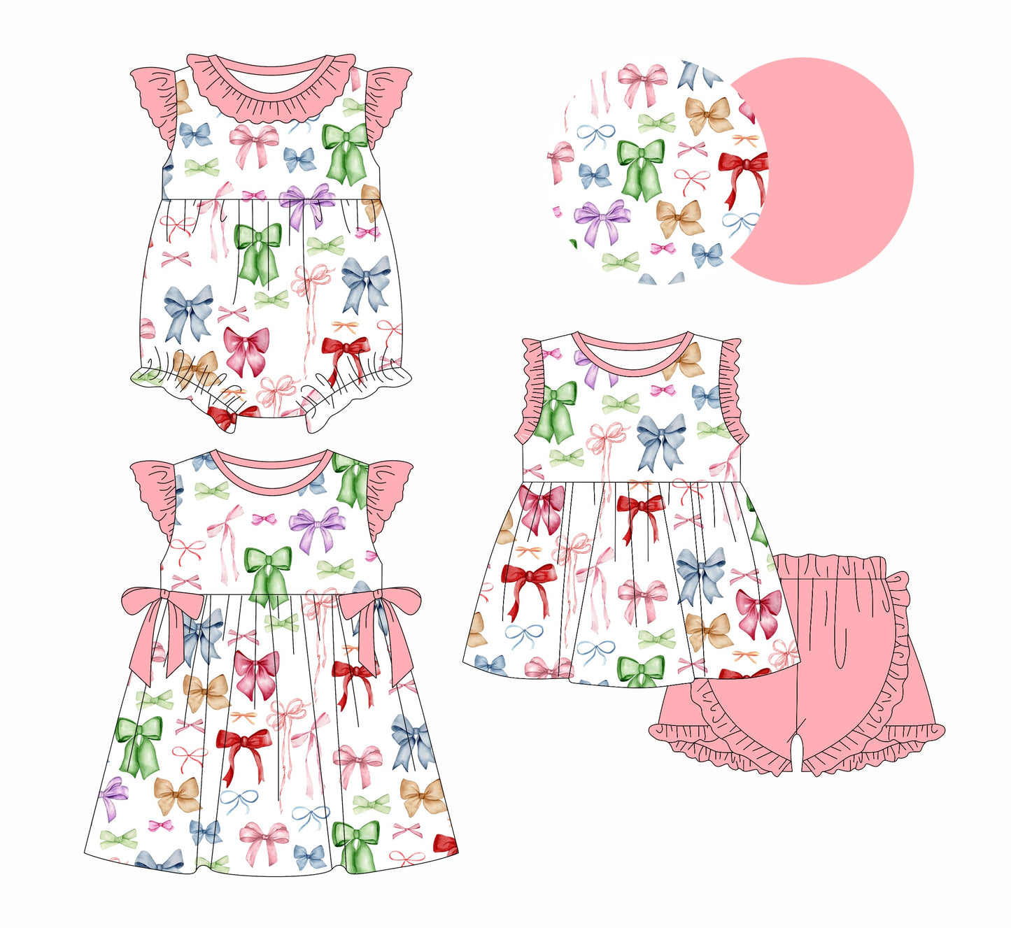 Baby Girl Bows Sibling Romper Dress Set ( Moq 5 Each Style ) 1.2