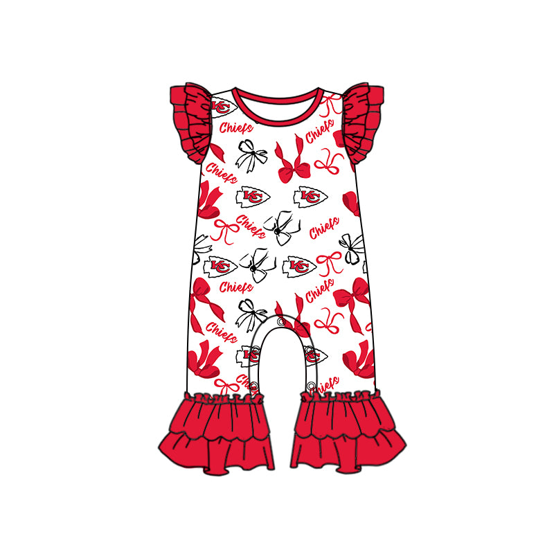 ( Moq 5 each style ) Baby Girl Toddler KC Team Bows Sibling Romper Dress Set 7.10