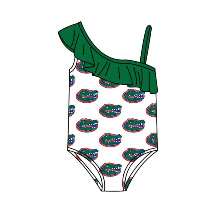 ( Moq 5 Each Style ) Baby Boys Girls Green Stripes Sibling Team Sets Swimsuits Football Clothes